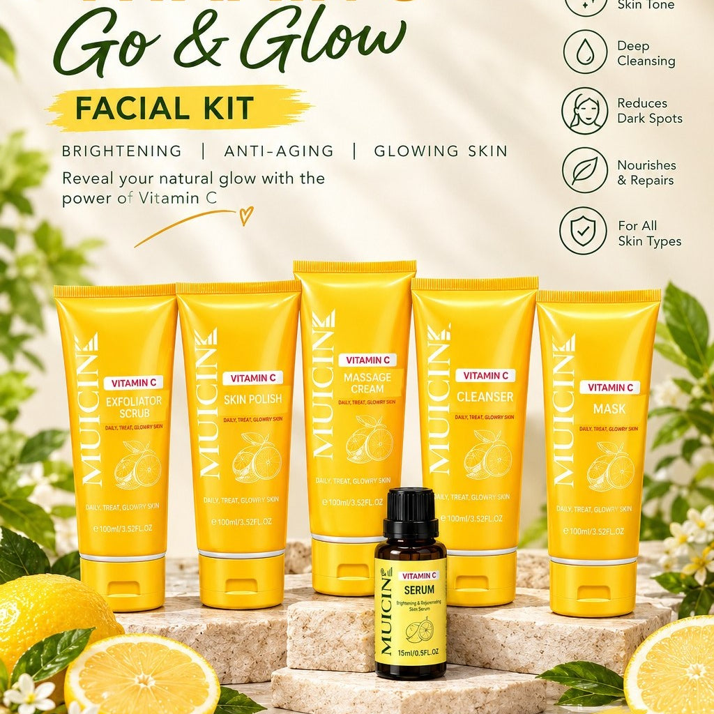 Vitamin C Anti-Aging Facial Kit – 6 Step Go & Glow Brightening Skincare Set