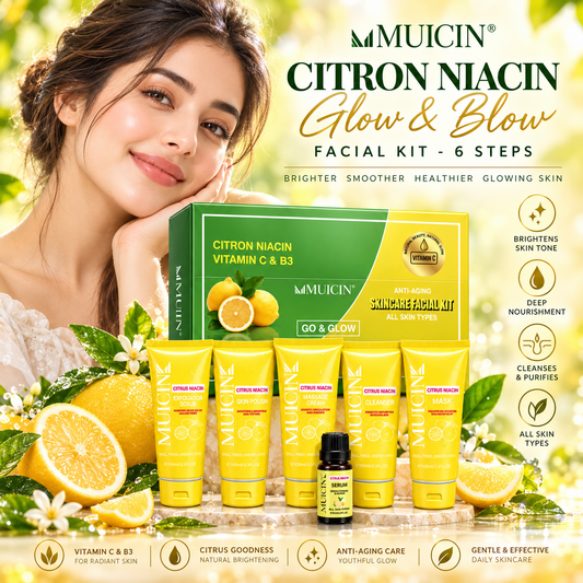 Citron Niacin Vitamin C & B3 Anti-Aging Facial Kit – 6 Step Go & Glow Skincare Set